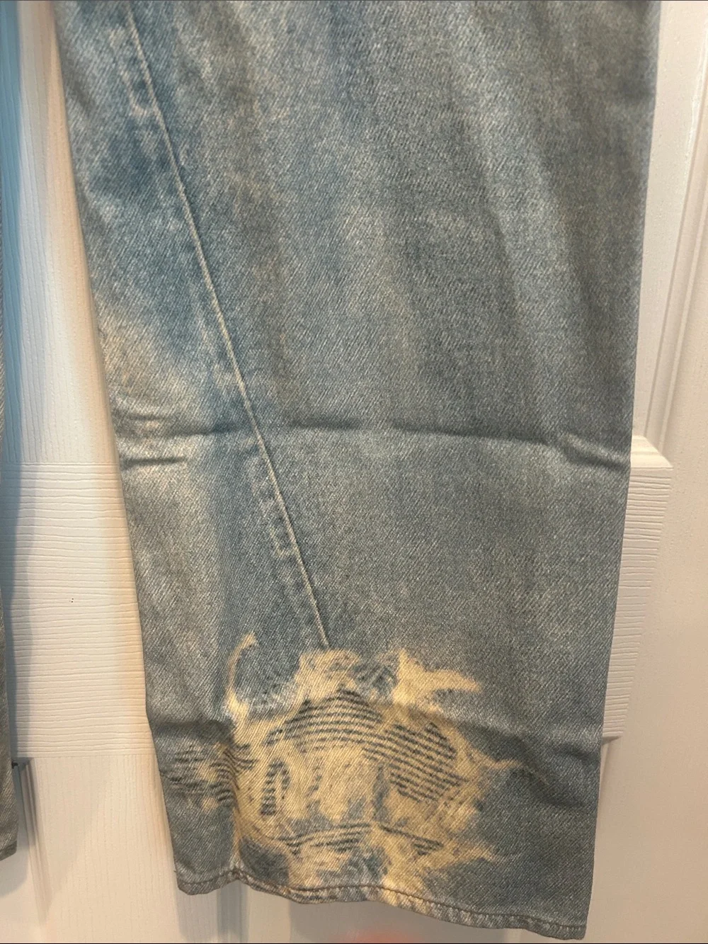 POINT SUR x J.CREW Collaboration Printed-On Distressed Loose Straight Jeans